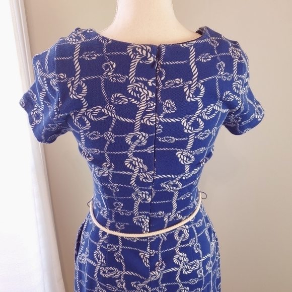 Talbots Medium Petites Nautical Rope Dress Blue Short sleeve Back zip - Picture 7 of 12